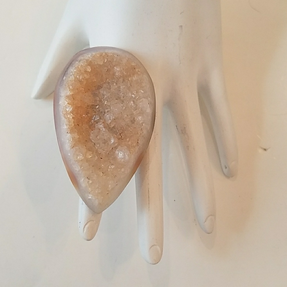 GASOLINE GLAMOUR druzy cab ring white brown